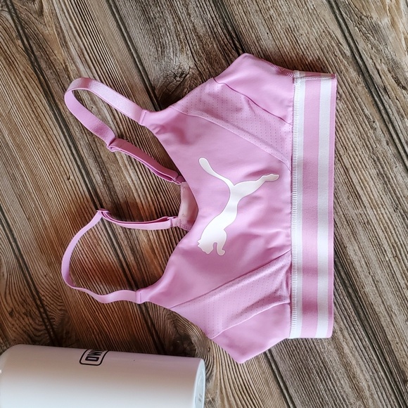 Puma Racerback Logo Sports Bra Pink Size XS - Picture 1 of 10